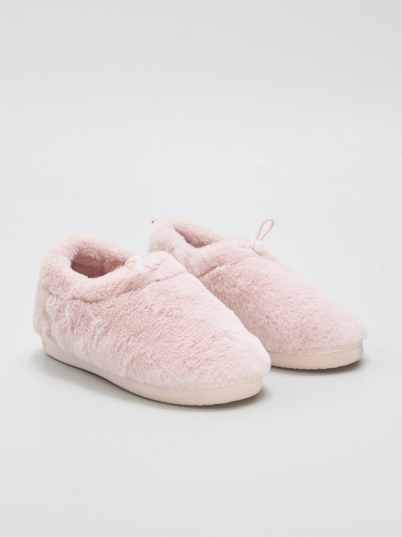 Chaussons en fausse fourrure Rose - Kiabi