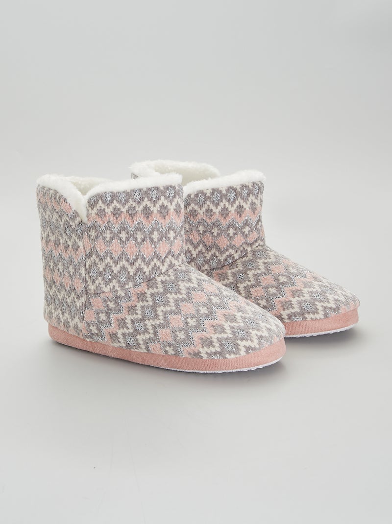 Chaussons en maille jacquard Beige - Kiabi