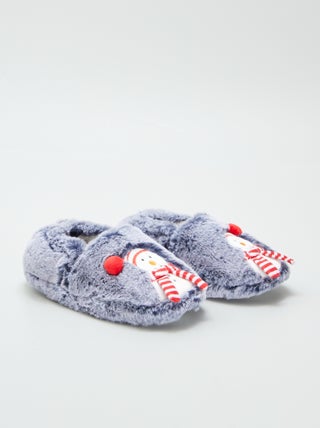 Chaussons en maille peluche 'bonhomme de neige'