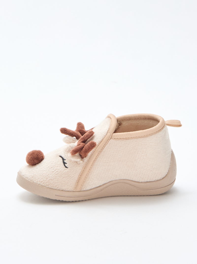 Chaussons en suédine ludique Noël Beige - Kiabi