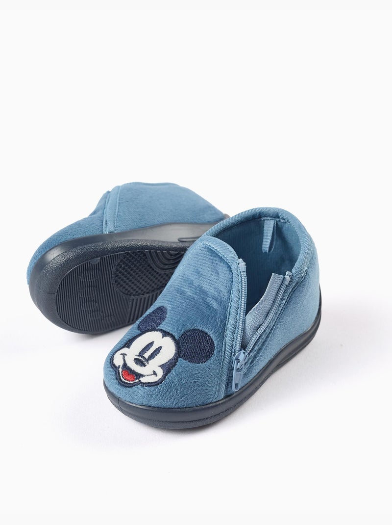 Chaussons en velours avec broderie Mickey Bleu Bleu - Kiabi