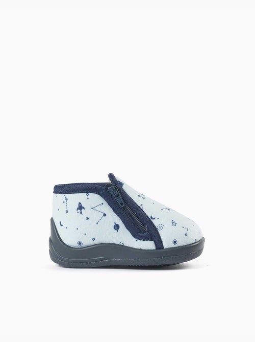 Chaussons en velours avec motif espace - Kiabi