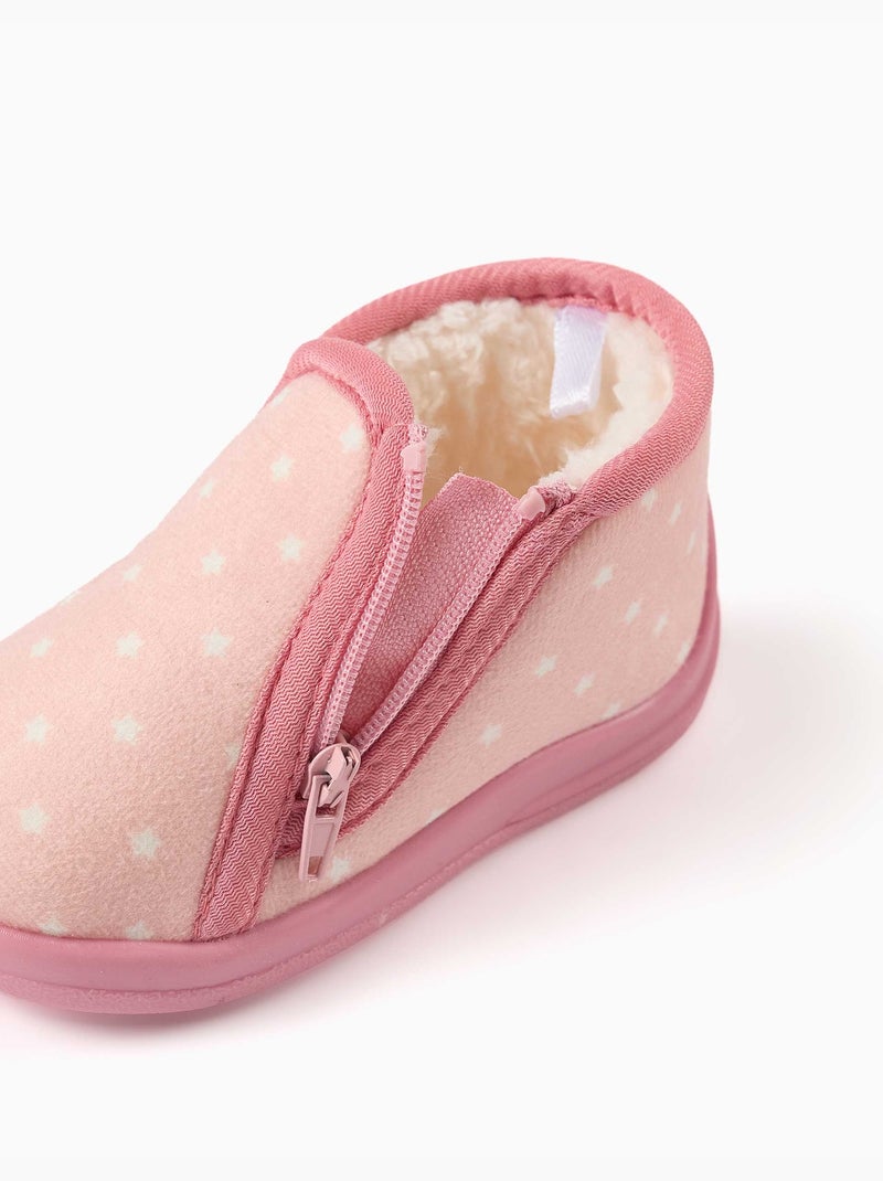 Chaussons en velours avec motif étoile Rose clair - Kiabi