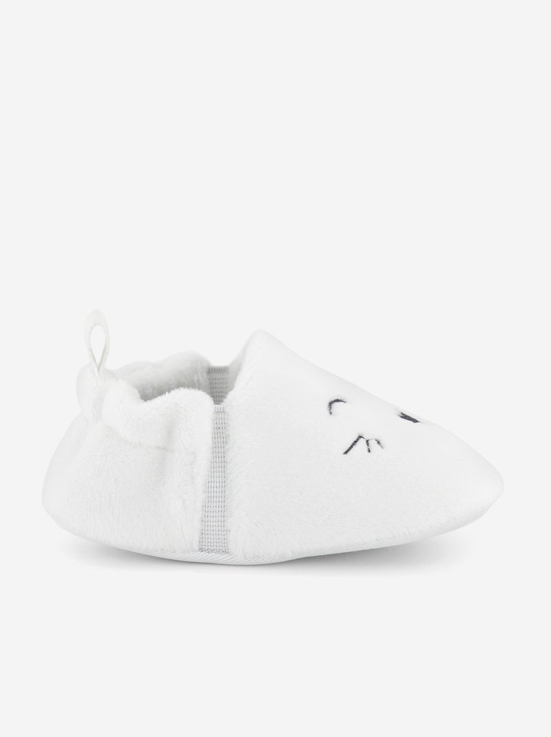 Chaussons en velours blanc - Kiabi