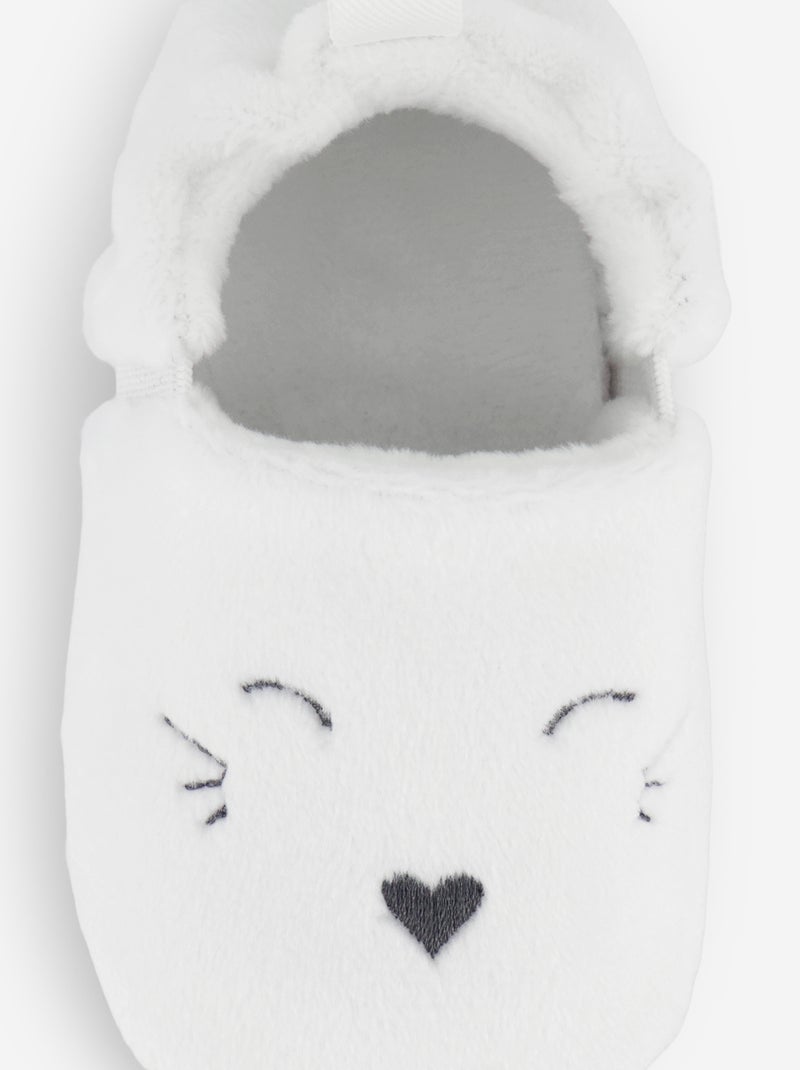 Chaussons en velours blanc - Kiabi