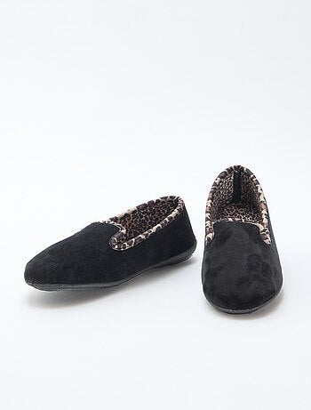 Chaussons en velours intérieur léopard