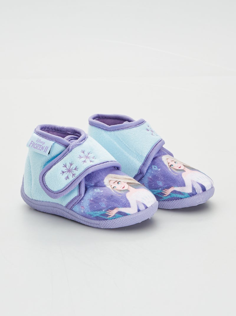 Chaussons en velours 'La reine des neiges' Violet/bleu - Kiabi