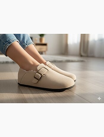Chaussons Femme Hiver Sabots d’Intérieur Fourrés MD8845