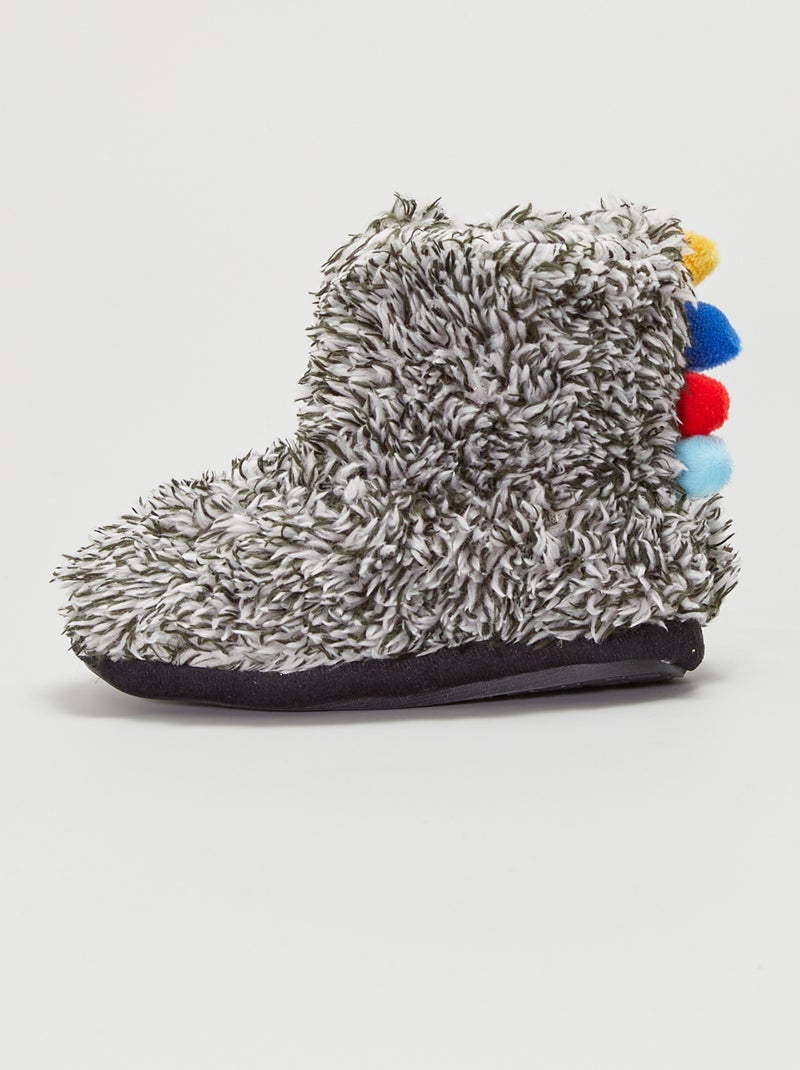 Chaussons forme boots gris - Kiabi