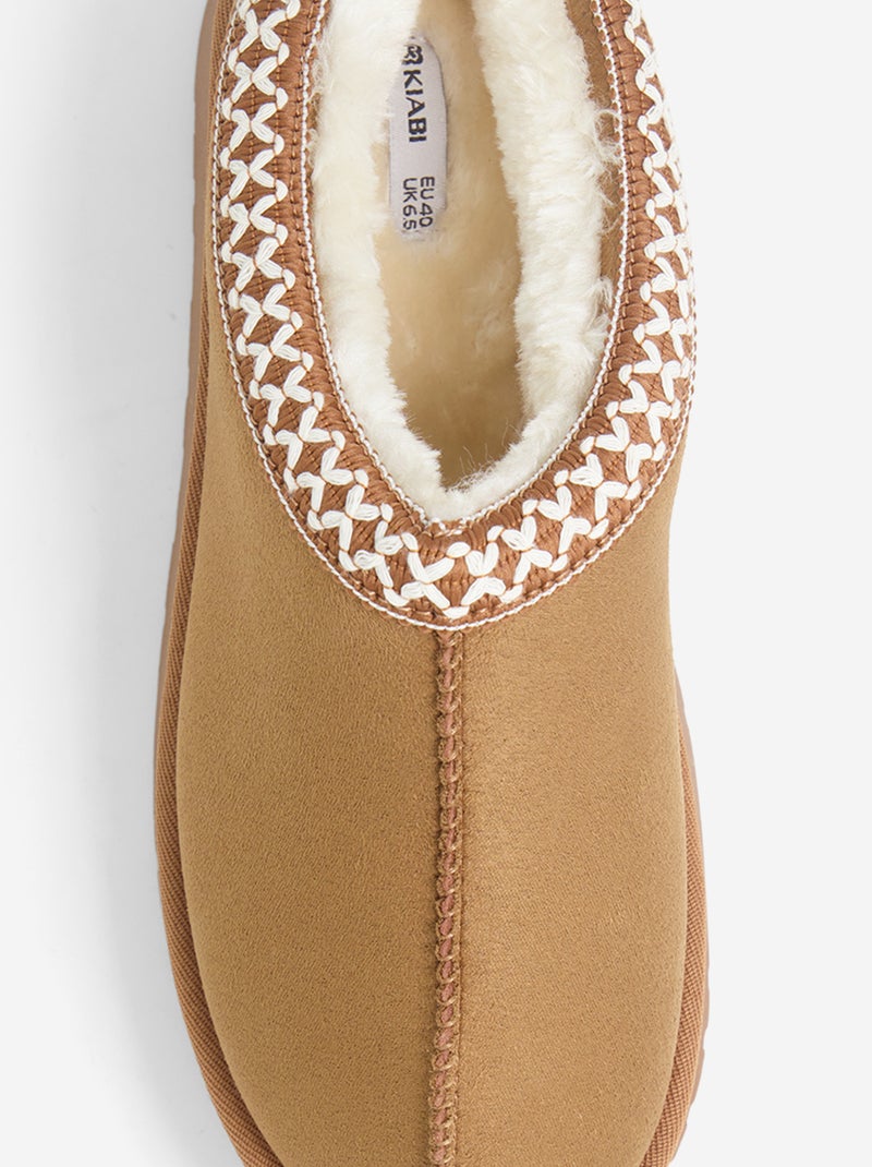 Chaussons forme sabot fourrés Marron - Kiabi