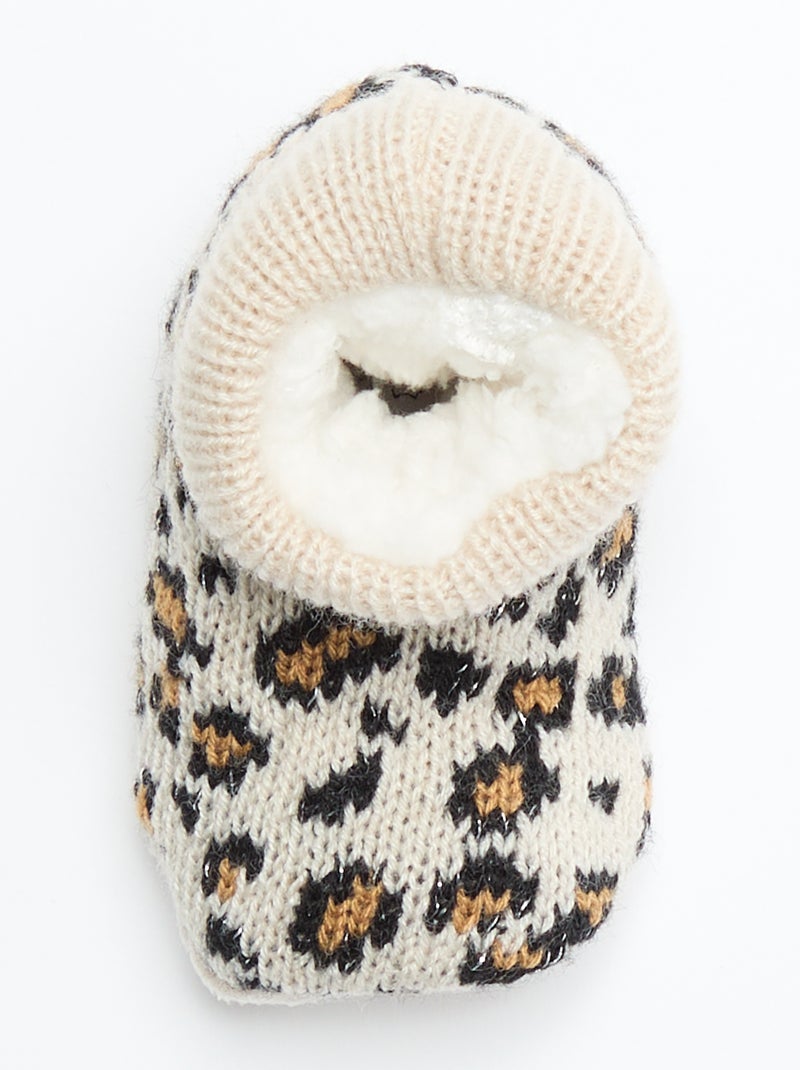 Chaussons fourrés à motif Beige - Kiabi