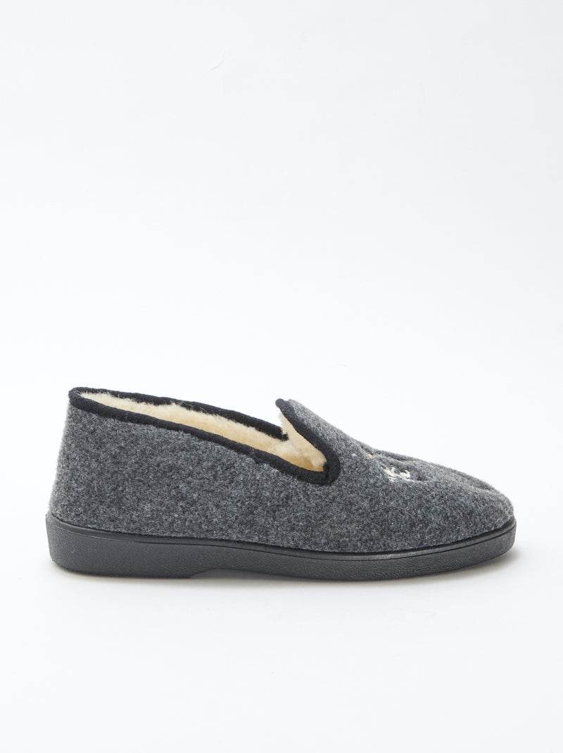 Chaussons fourrés avec bords contrastants Gris - Kiabi