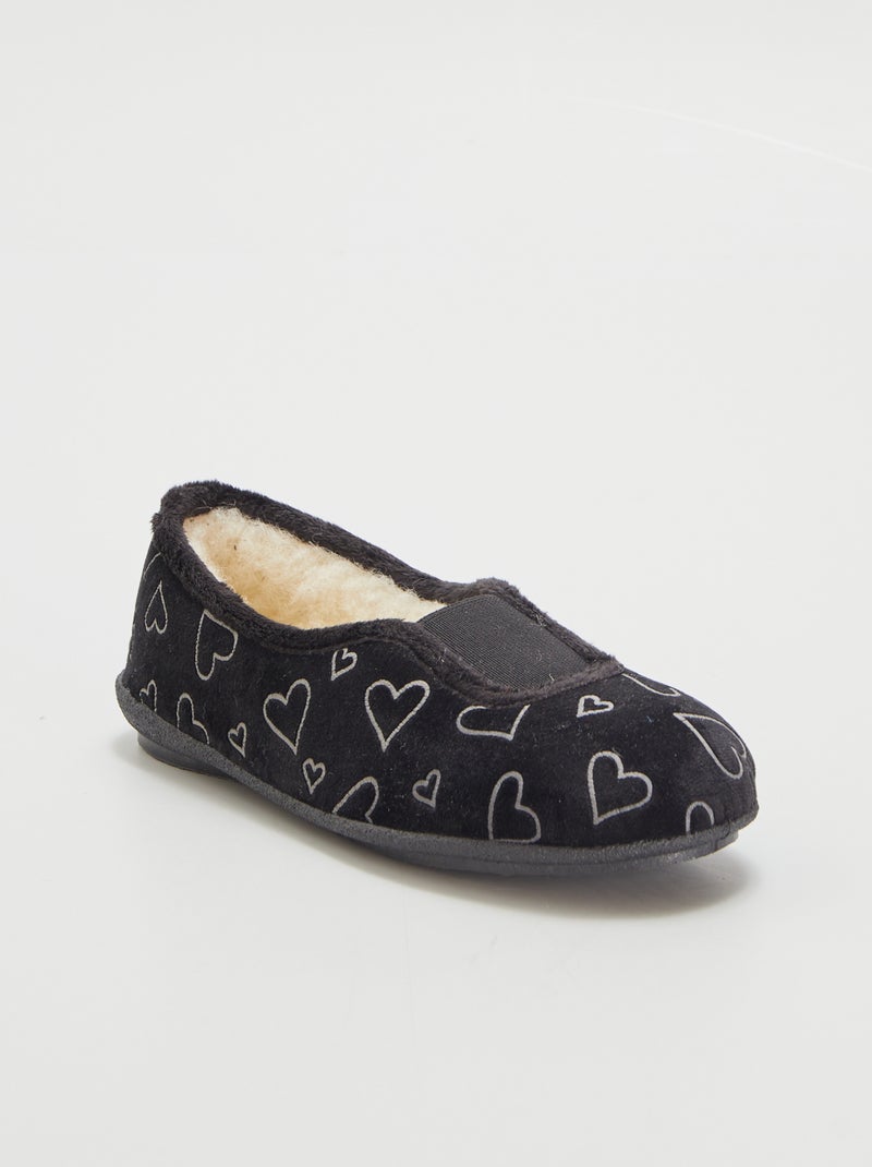 Chaussons fourrés noir - Kiabi