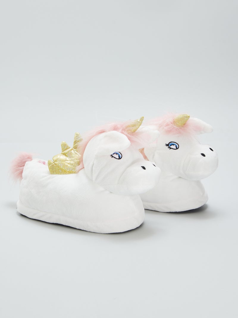 Chaussons licorne en 3D blanc - Kiabi
