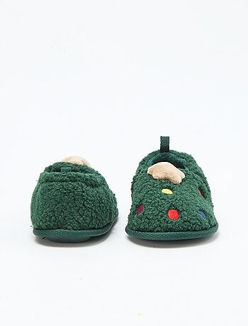 Chaussons ludiques en suédine Noël