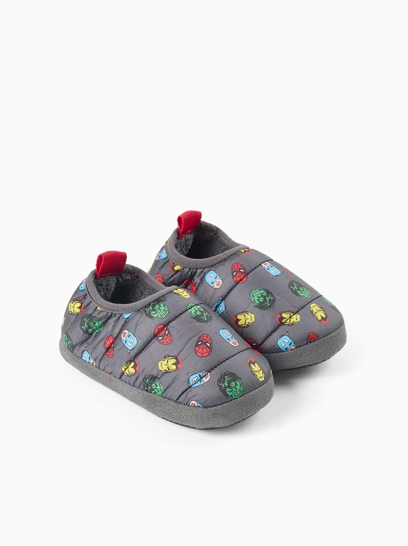 Chaussons matelassés avec imprimé avengers et doublure en sherpa Gris foncé - Kiabi