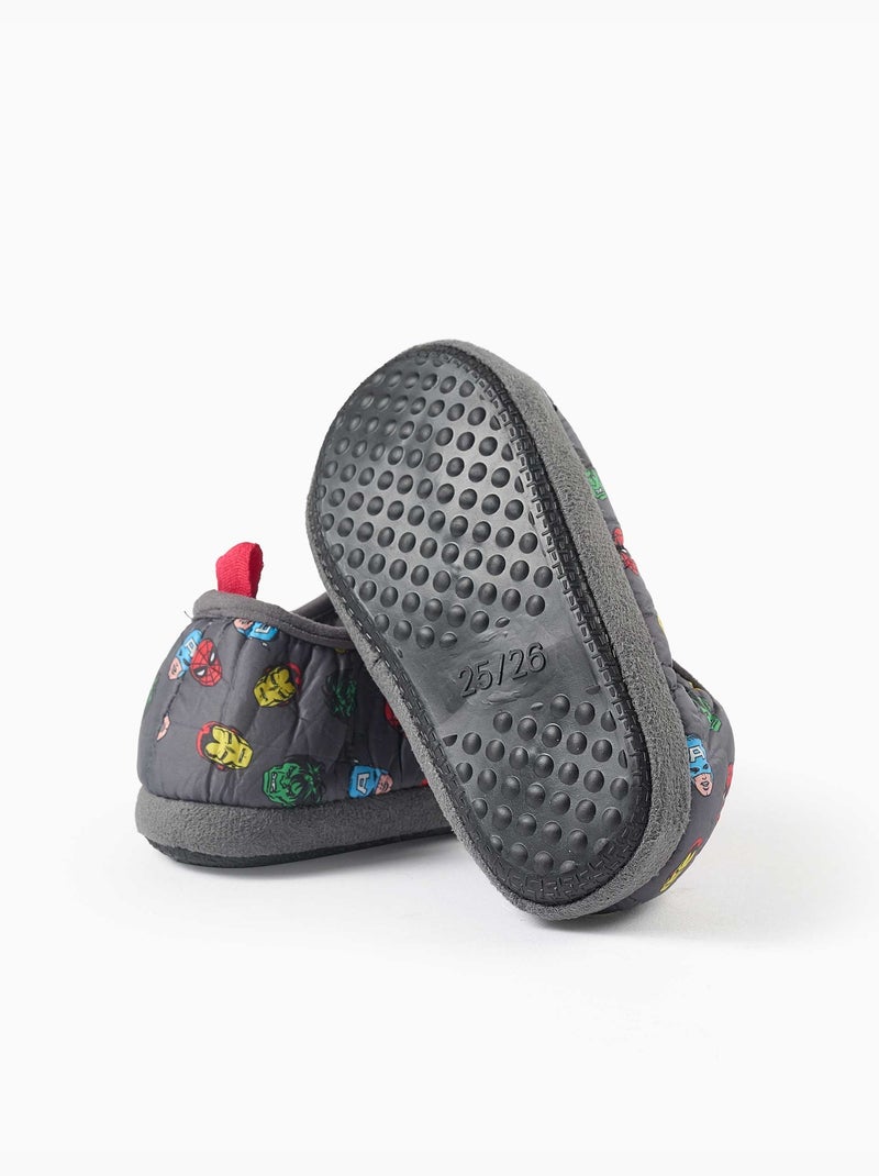 Chaussons matelassés avec imprimé avengers et doublure en sherpa Gris foncé - Kiabi