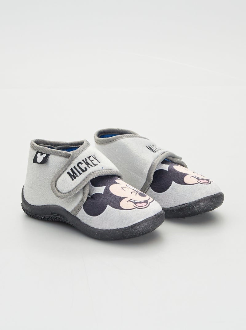 Chaussons 'Mickey' en velours Gris - Kiabi