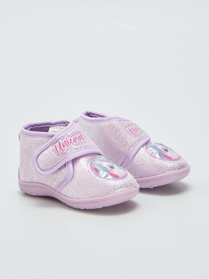 Chaussons montant à scratch Violet - Kiabi
