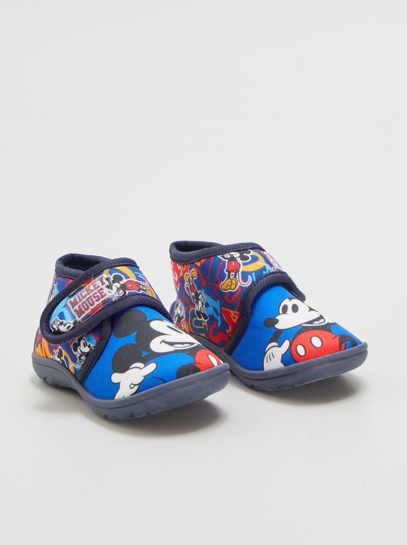 Chaussons montants à scratch 'Mickey' bleu - Kiabi