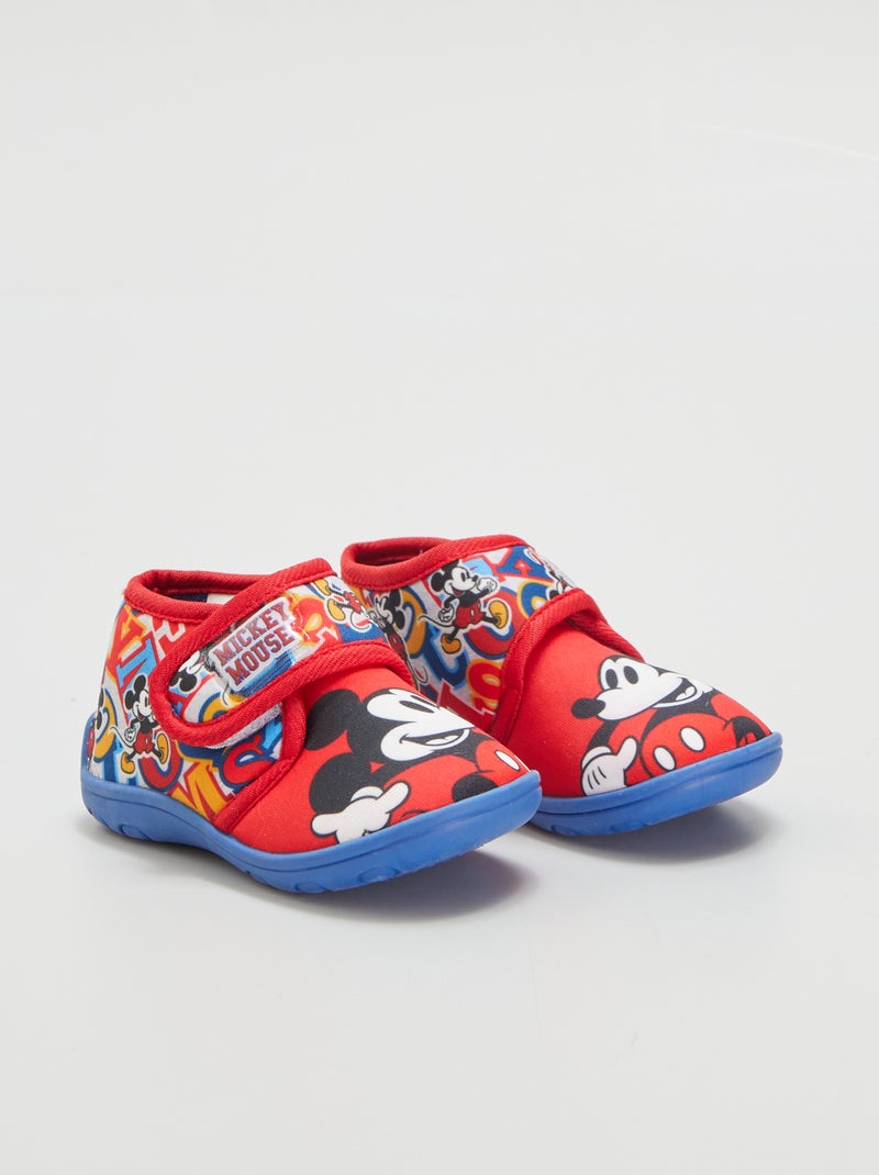 Chaussons montants à scratch 'Mickey' Rouge - Kiabi