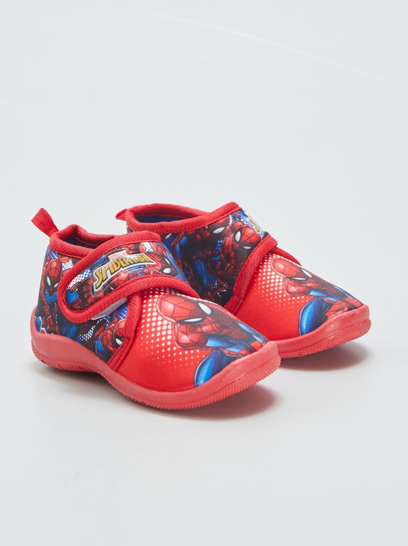 Chaussons montants à scratch 'Spiderman' Rouge - Kiabi