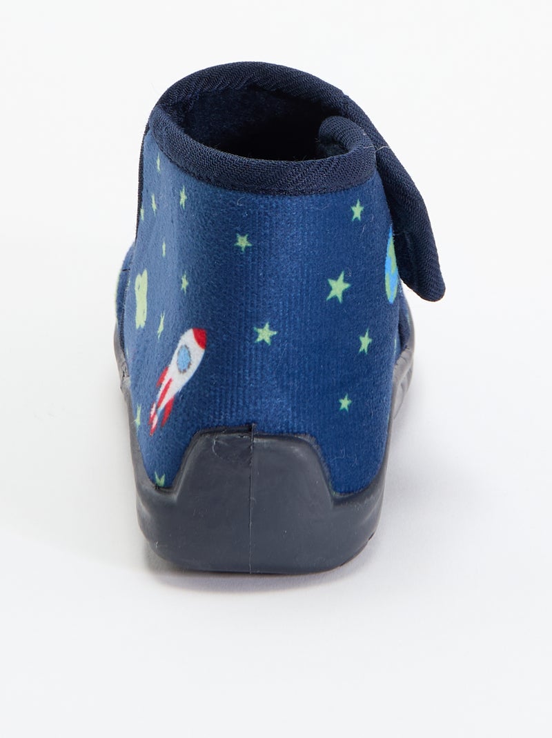 Chaussons montants à scratchs Bleu - Kiabi