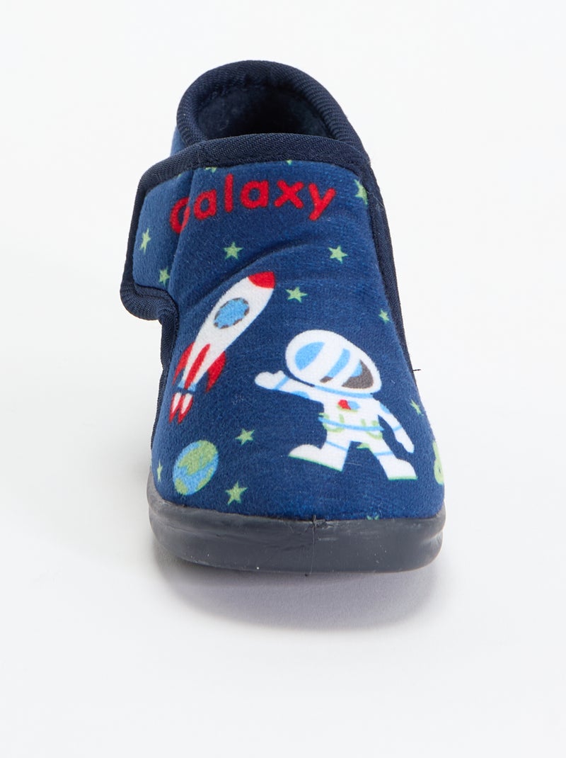 Chaussons montants à scratchs Bleu - Kiabi