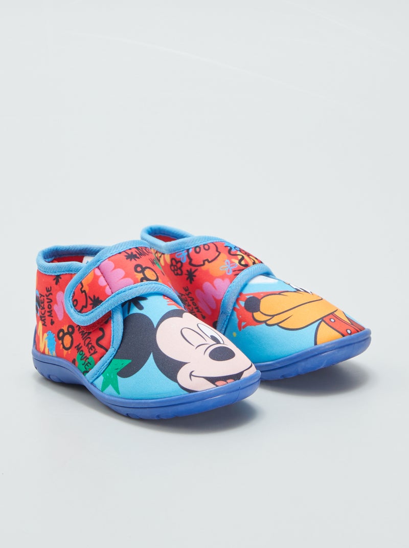 Chaussons montants à scratchs 'Mickey' bleu - Kiabi