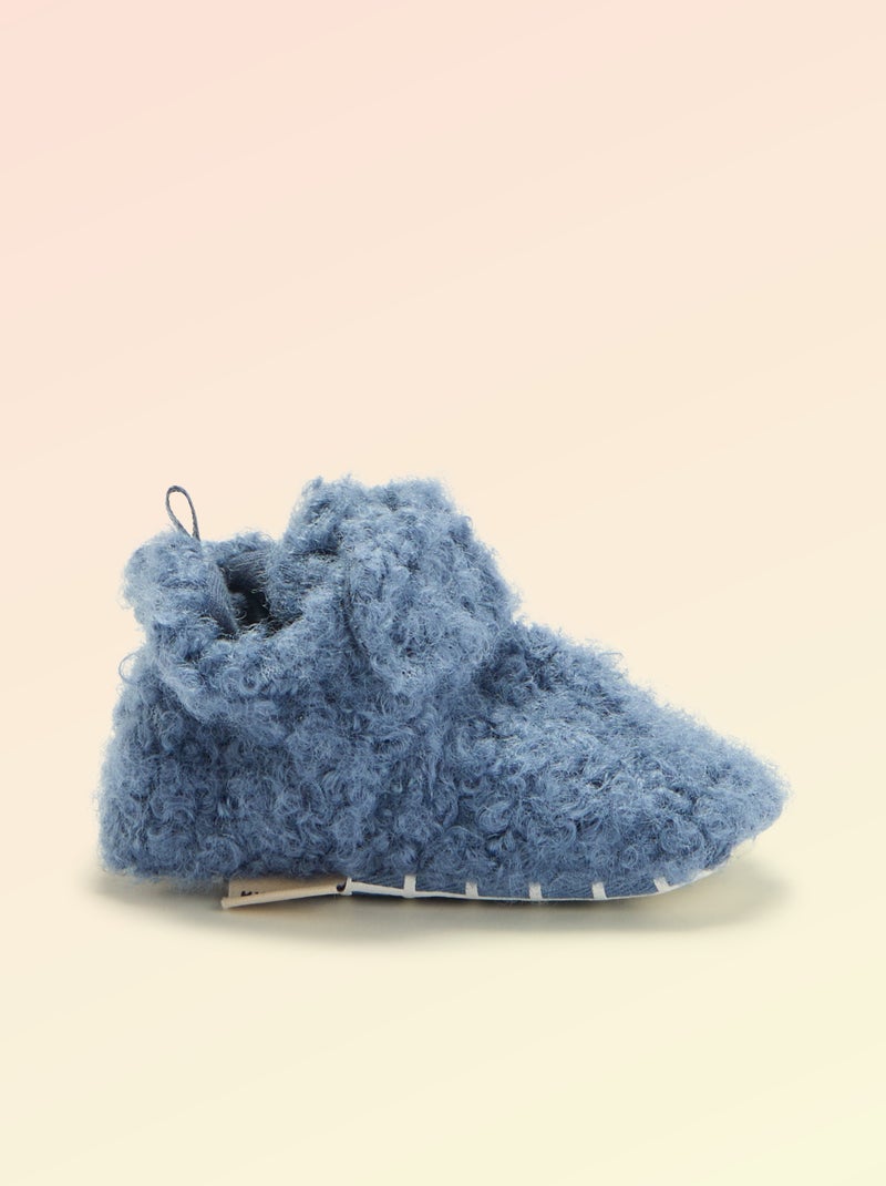 Chaussons montants effet moutonné - 'Kitchoun' Bleu - Kiabi