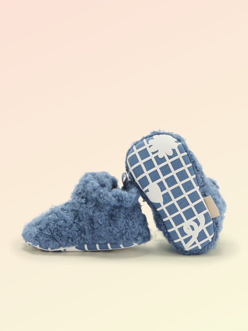 Chaussons montants effet moutonné - 'Kitchoun' Bleu - Kiabi