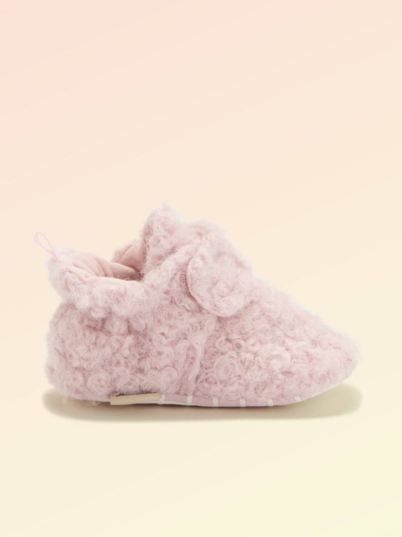 Chaussons montants effet moutonné - 'Kitchoun' Rose - Kiabi