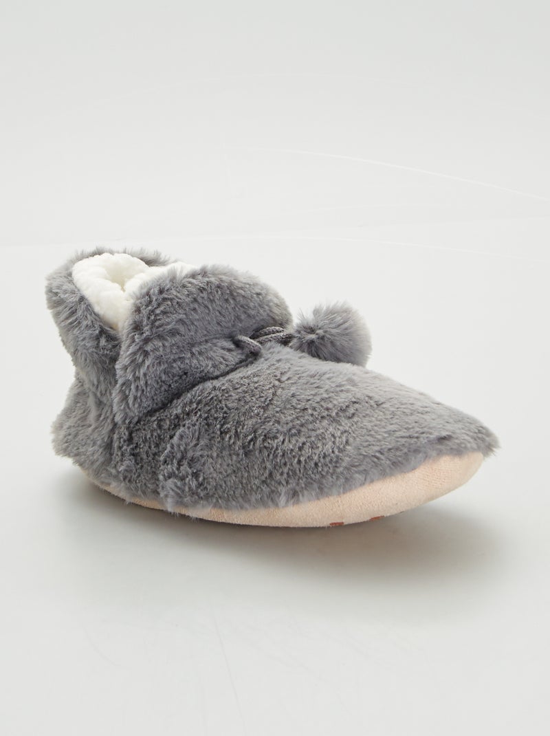 Chaussons montants en maille douce Gris - Kiabi