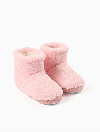 Chaussons montants en sherpa avec semelle antidérapante