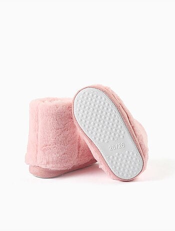 Chaussons montants en sherpa avec semelle antidérapante