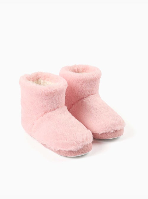 Chaussons montants en sherpa avec semelle antidérapante - Kiabi