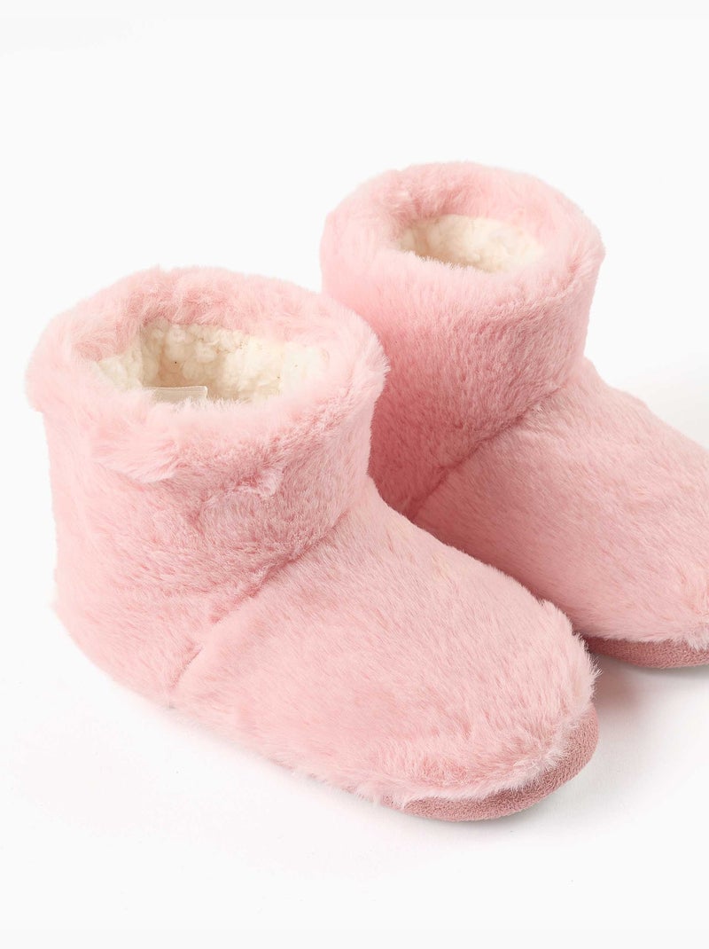 Chaussons montants en sherpa avec semelle antidérapante Rose clair - Kiabi