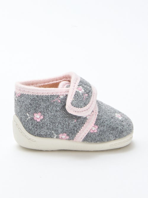 Chaussons montants fourrés à scratch - Kiabi