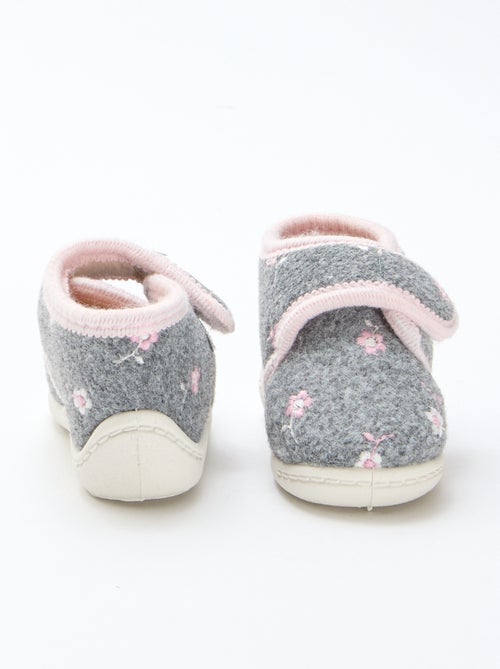 Chaussons montants fourrés à scratch - Kiabi