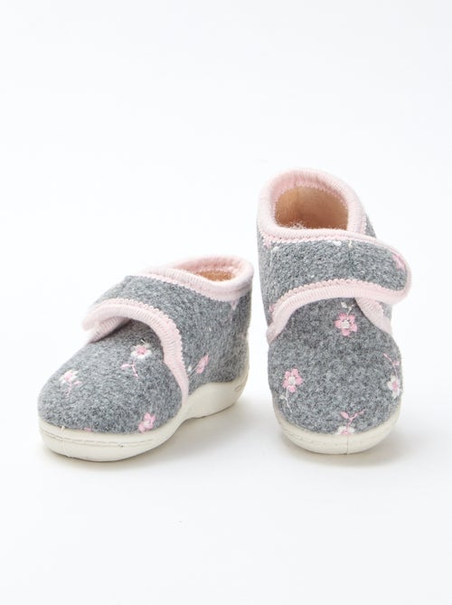 Chaussons montants fourrés à scratch - Kiabi