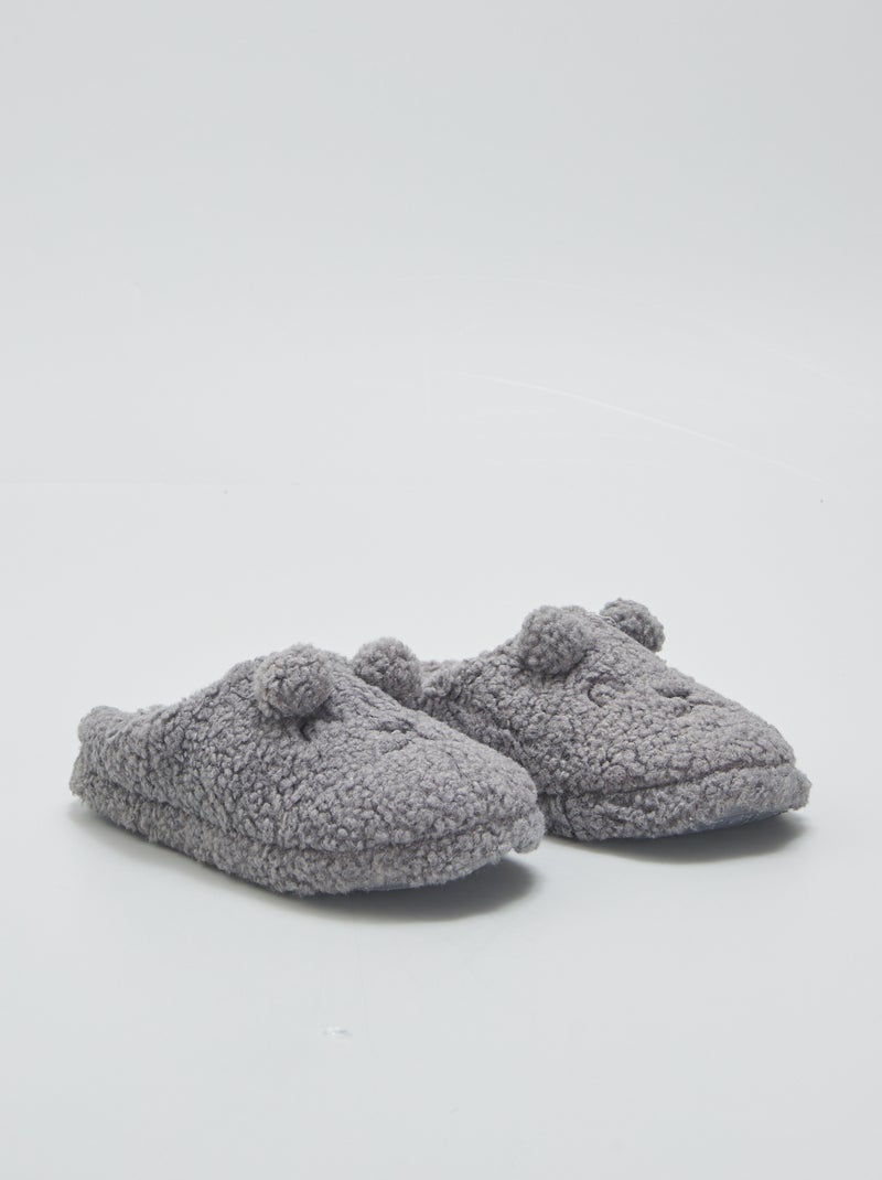 Chaussons mules animaux Gris - Kiabi