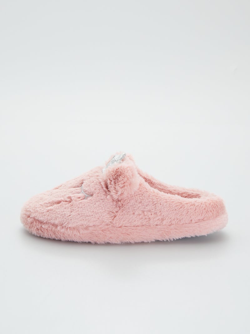 Chaussons mules animé chat rose - Kiabi