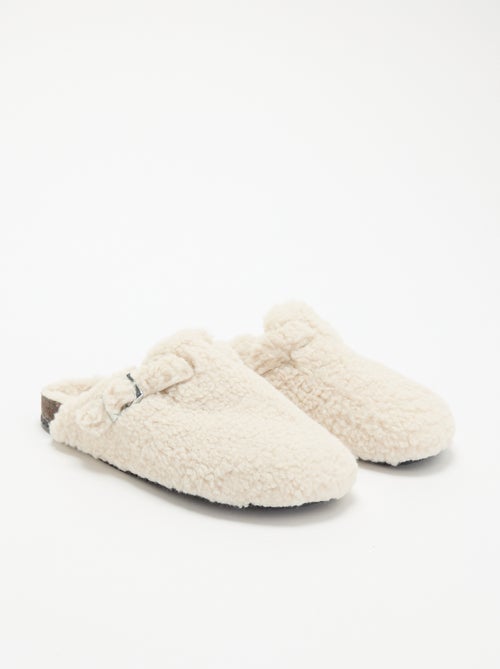 Chaussons mules effet moutonné avec bride - Kiabi