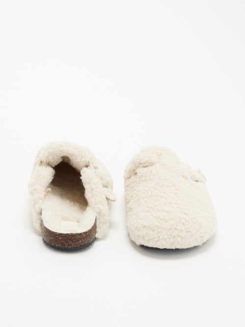 Chaussons mules effet moutonné avec bride - Kiabi