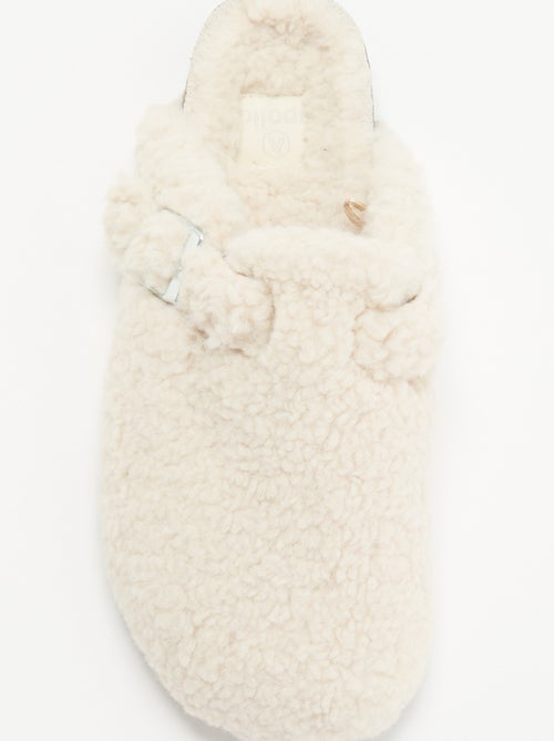 Chaussons mules effet moutonné avec bride - Kiabi