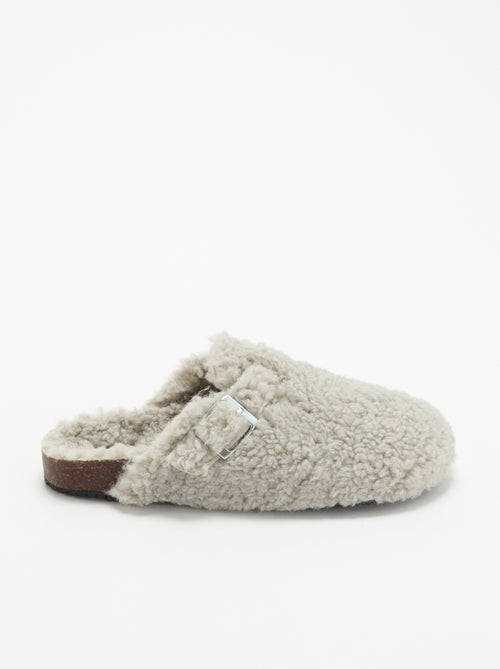 Chaussons mules effet moutonné avec bride - Kiabi