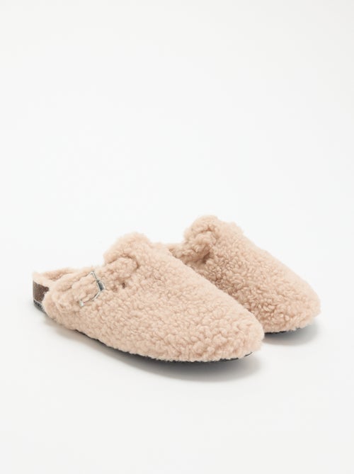 Chaussons mules effet moutonné avec bride - Kiabi