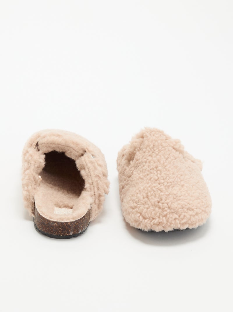 Chaussons mules effet moutonné avec bride Rose - Kiabi