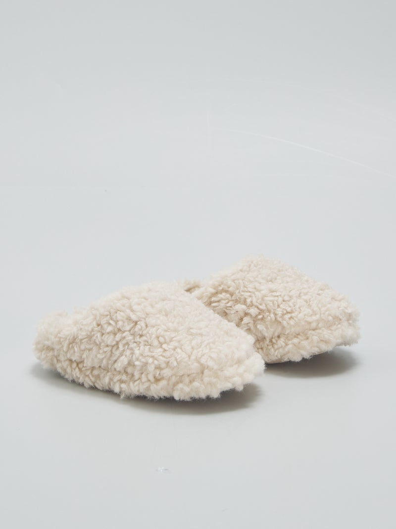 Chaussons mules effet moutonné Ecru - Kiabi