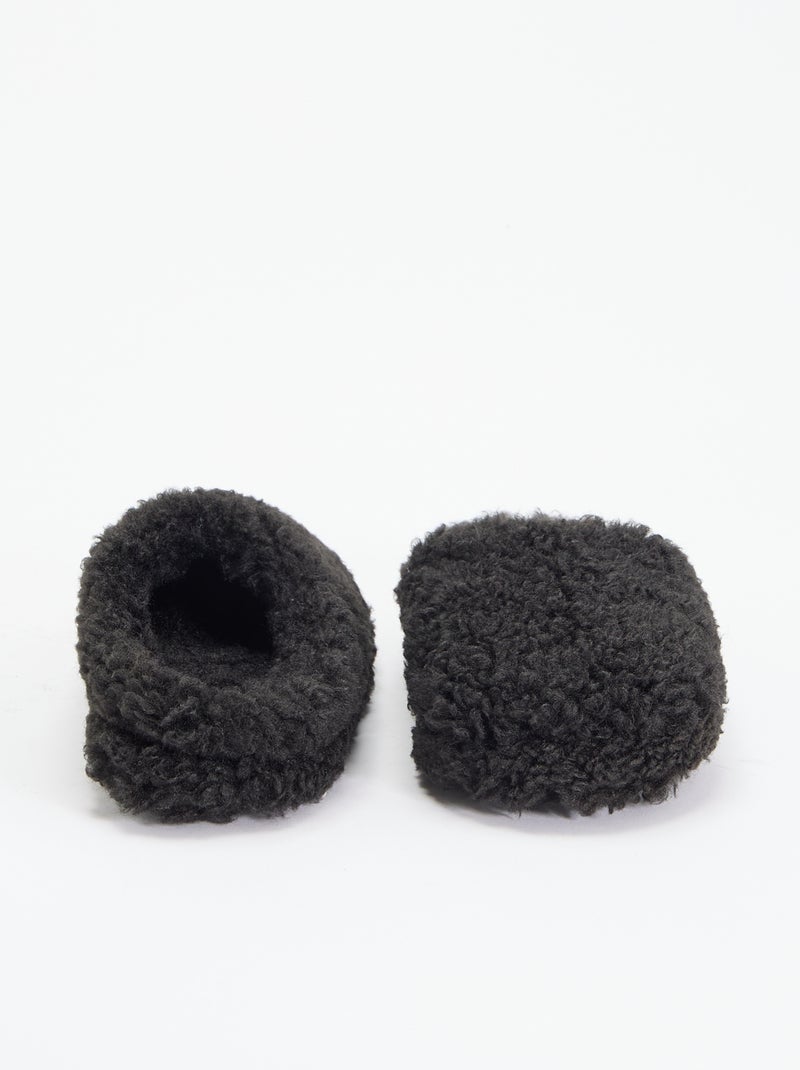 Chaussons mules effet moutonné Noir - Kiabi